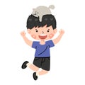 kids boy happy jumping high in air Royalty Free Stock Photo