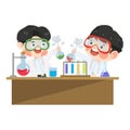 Kids boy student Scientist do research in the lab