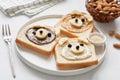 Kids Breakfast Meal Bread With Nut Butter And Banana Royalty Free Stock Photo