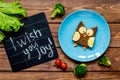 Kids breakfast owl shaped sandwich have i wish you joy Royalty Free Stock Photo