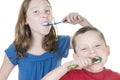 Kids brushing teeth