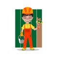 Kids builder character vector illustration