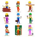 Kids builders characters vector illustration