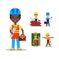 Kids builders characters vector illustration