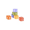 Kids building blocks with alphabet, english letters. Wood ABC cubes, dices for babies, preschool children education Royalty Free Stock Photo