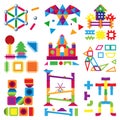 Kids building blocks toy baby colorful bricks to build or construct cute color construction in childroom illustration