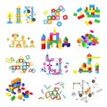 Kids building blocks vector baby toy colorful bricks to build or construct cute color construction in childroom