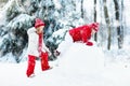 Kids building snowman. Children in snow. Winter fun. Royalty Free Stock Photo