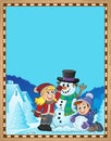 Kids building snowman theme parchment 1