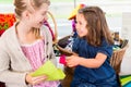 Kids buying supplies in handicraft store Royalty Free Stock Photo