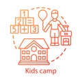 Kids camp concept icon. Summer children club, community idea thin line illustration. Child holiday resort. Educational