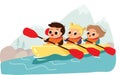 Kids in canoe. Summer activity.