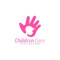 Kids care logo template, children logo vector Royalty Free Stock Photo