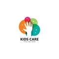 kids care logo unity vector icon illustration