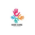 kids care logo unity vector icon illustration