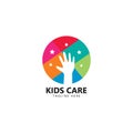 kids care logo unity vector icon illustration