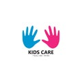 kids care logo unity vector icon illustration