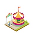 Kids carousel isometric 3D element