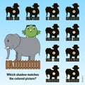 Kids cartoon puzzle - match the shadow