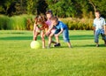 Kids catching the ball