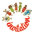 Kids celebrate carnival together, Invitation