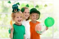 Kids celebrate St Patrick Day. Irish holiday Royalty Free Stock Photo