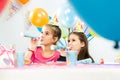 Kids celebrating birthday party Royalty Free Stock Photo