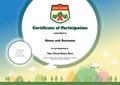 Kids certificate template in vector for camping participation