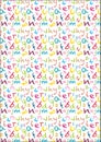 Kids chalk crayon alphabet seamless background in bright colours