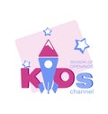 Kids channel. Emblem design. Royalty Free Stock Photo