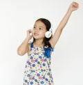 Kids Cheerful Listening Music Portrait Concept