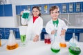 Kids in chemical lab Royalty Free Stock Photo