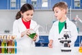 Kids in chemical laboratory Royalty Free Stock Photo