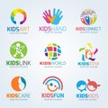 Kids child logo vector set design