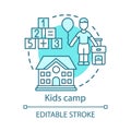 Kids, children camp concept icon. Summer club, community idea thin line illustration. Child holiday resort. Educational