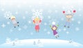 Kids Children Playiong Snow flakes Snowflakes