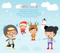 Kids With Christmas Costumes, kids in Christmas costume characters celebrate, Cute little christmas Children
