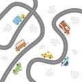 Kids city map of transport and road. Vector illustration. Royalty Free Stock Photo