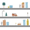 Kids city map of transport and road. Vector illustration. Royalty Free Stock Photo