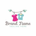 Kids clothing store logo hanging on a string by two birds vector Royalty Free Stock Photo