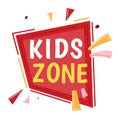 Kids club zone logo, education game area, recreation label, kid leisure, playground, design, cartoon style vector Royalty Free Stock Photo