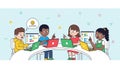 Kids coding together on laptops in. Royalty Free Stock Photo