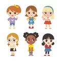 Kids collection of emotions. Different cute kids in various expressions and gesture set. Royalty Free Stock Photo