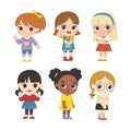 Kids collection of emotions. Different cute kids in various expressions and gesture set Royalty Free Stock Photo