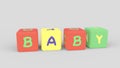 Kids color cubes with letters. Baby ward. Rastor.