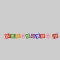 Kids color cubes with letters. Subscribe word. Vector.