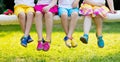 Kids with colorful shoes. Children footwear Royalty Free Stock Photo