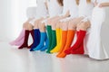 Kids with colorful socks. Children footwear. Royalty Free Stock Photo