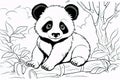 Kids coloring book image, panda cub, basic line drawing, simple image for young children to be able to color in