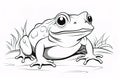 Kids coloring book image, a toad, basic line drawing, simple image for young children to be able to color in